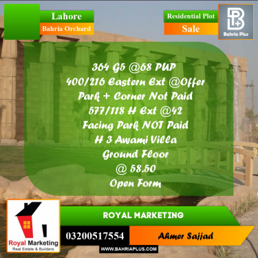 Residential Plot for Sale in Bahria Orchard, Lahore - (BP-297599)