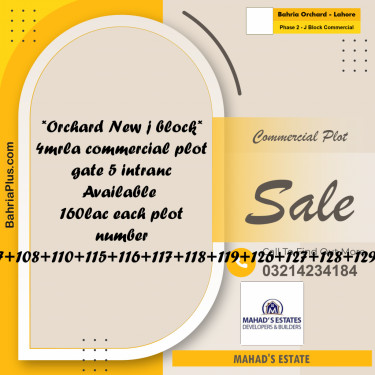 4 Marla Commercial Plot for Sale in Phase 2 - J Block Commercial -  Bahria Orchard, Lahore - (BP-297688)