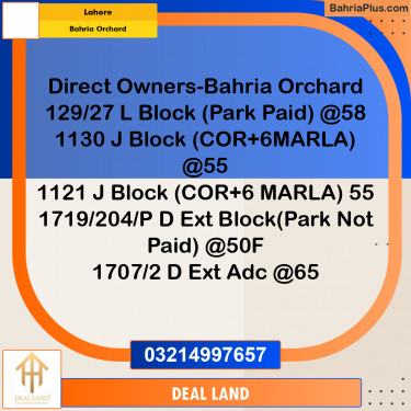 Residential Plot for Sale in Bahria Orchard, Lahore - (BP-297690)