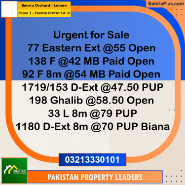 5 Marla Residential Plot for Sale in Phase 1 - Eastern District Ext. II -  Bahria Orchard, Lahore - (BP-297739)