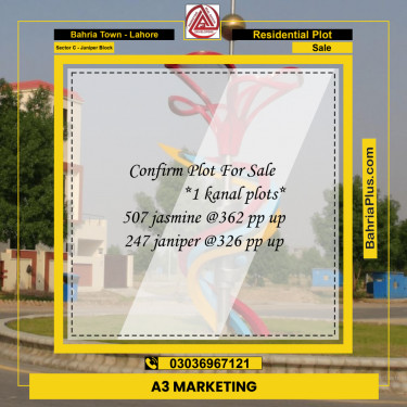 1 Kanal Residential Plot for Sale in Sector C - Janiper Block -  Bahria Town, Lahore - (BP-297797)