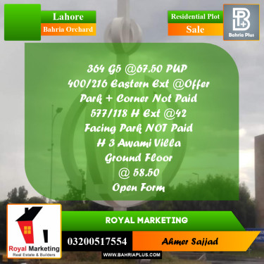 Residential Plot for Sale in Bahria Orchard, Lahore - (BP-297865)