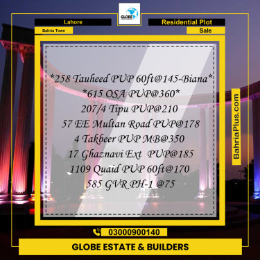 Residential Plot for Sale in Bahria Town, Lahore - (BP-297958)