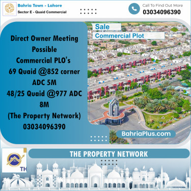 5 Marla Commercial Plot for Sale in Sector E - Quaid Commercial -  Bahria Town, Lahore - (BP-297975)