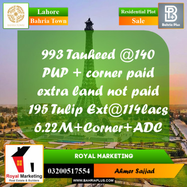 Residential Plot for Sale in Bahria Town, Lahore - (BP-297980)