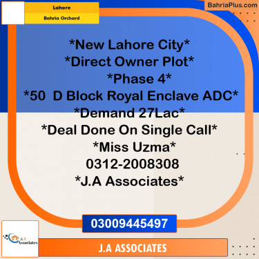 Residential Plot for Sale in Bahria Orchard, Lahore - (BP-297987)