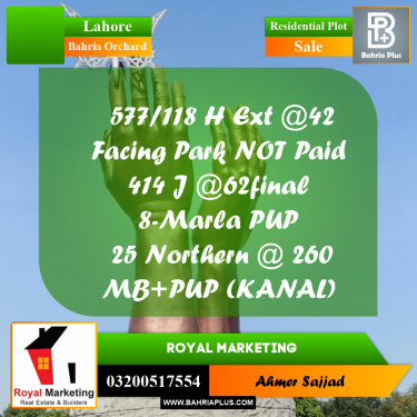 Residential Plot for Sale in Bahria Orchard, Lahore - (BP-298003)
