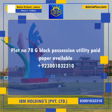 5 Marla Residential Plot for Sale in Phase 2 - G Block -  Bahria Orchard, Lahore - (BP-298004)