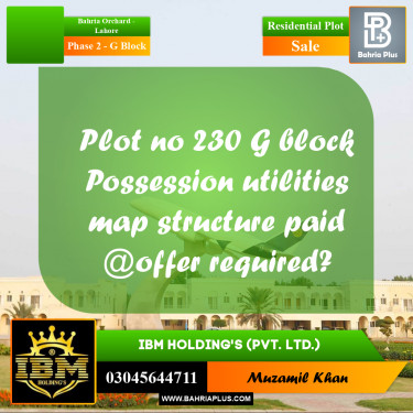 5 Marla Residential Plot for Sale in Phase 2 - G Block -  Bahria Orchard, Lahore - (BP-298018)