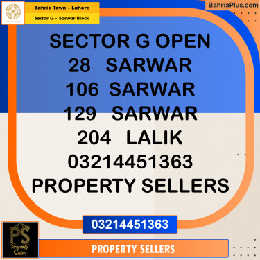 5 Marla Residential Plot for Sale in Sector G - Sarwar Block -  Bahria Town, Lahore - (BP-298025)