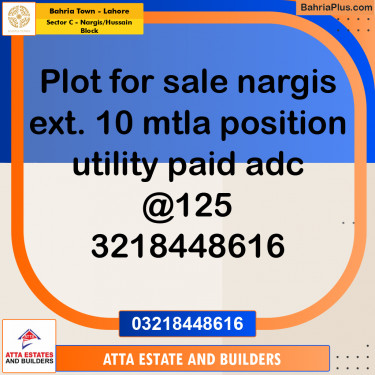 10 Marla Residential Plot for Sale in Sector C - Nargis/Hussain Block -  Bahria Town, Lahore - (BP-298041)