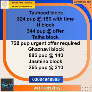 Residential Plot for Sale in Sector C - Jasmine Block -  Bahria Town, Lahore - (BP-298042)