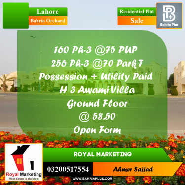 Residential Plot for Sale in Bahria Orchard, Lahore - (BP-298101)