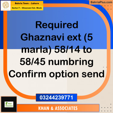 5 Marla Residential Plot for Sale in Sector F - Ghaznavi Ext. Block -  Bahria Town, Lahore - (BP-298131)