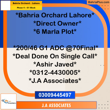 5 Marla Residential Plot for Sale in Phase 4 - G1 Block -  Bahria Orchard, Lahore - (BP-298162)