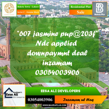 Residential Plot for Sale in Sector C - Jasmine Block -  Bahria Town, Lahore - (BP-298186)