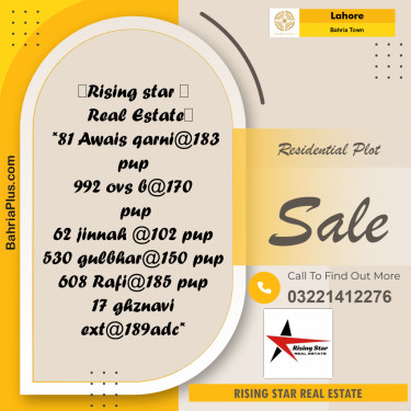 Residential Plot for Sale in Bahria Town, Lahore - (BP-298187)