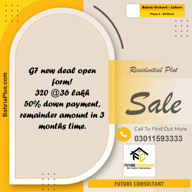 5 Marla Residential Plot for Sale in Phase 4 - G6 Block -  Bahria Orchard, Lahore - (BP-298208)