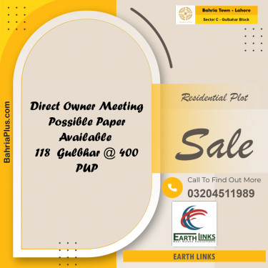 1 Kanal Residential Plot for Sale in Sector C - Gulbahar Block -  Bahria Town, Lahore - (BP-298229)