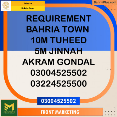Residential Plot for Sale in Bahria Town, Lahore - (BP-298274)