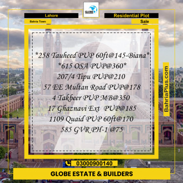 Residential Plot for Sale in Bahria Town, Lahore - (BP-298303)