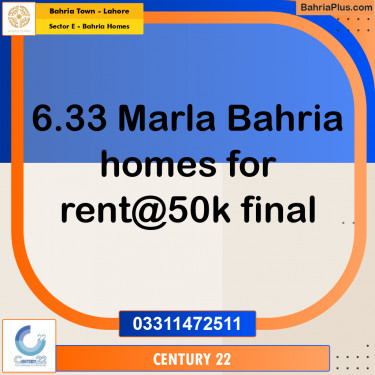 6 Marla Residential House for Rent in Sector E - Bahria Homes -  Bahria Town, Lahore - (BP-298320)