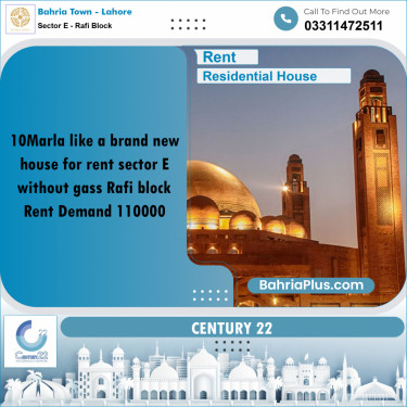 10 Marla Residential House for Rent in Sector E - Rafi Block -  Bahria Town, Lahore - (BP-298322)