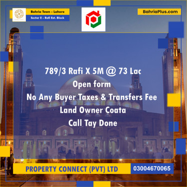 5 Marla Residential Plot for Sale in Sector E - Rafi Ext. Block -  Bahria Town, Lahore - (BP-298435)