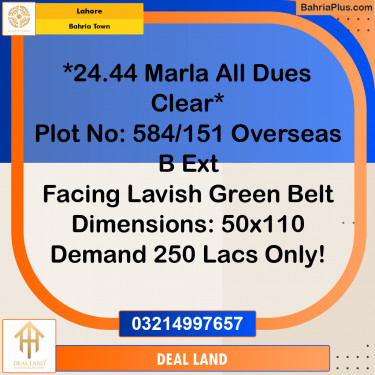 Residential Plot for Sale in Bahria Town, Lahore - (BP-298438)