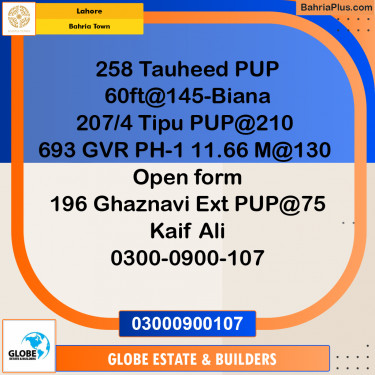 Residential Plot for Sale in Bahria Town, Lahore - (BP-298456)