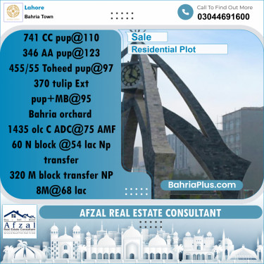 Residential Plot for Sale in Bahria Town, Lahore - (BP-298479)