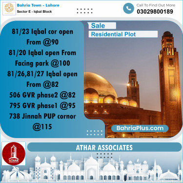 5 Marla Residential Plot for Sale in Sector E - Iqbal Block -  Bahria Town, Lahore - (BP-298488)