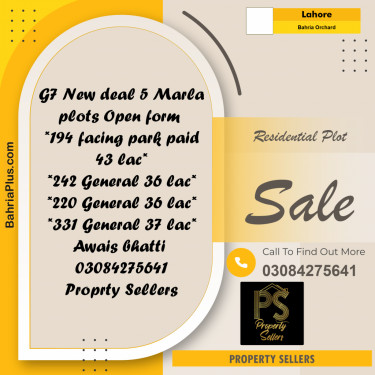5 Marla Residential Plot for Sale in Bahria Orchard, Lahore - (BP-298493)