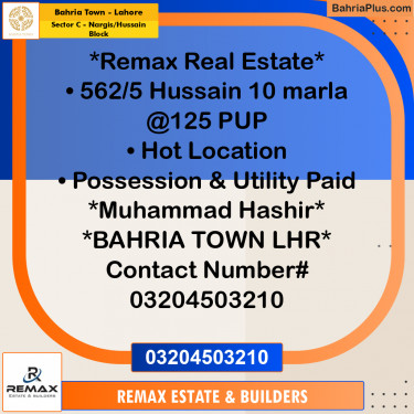 10 Marla Residential Plot for Sale in Sector C - Nargis/Hussain Block -  Bahria Town, Lahore - (BP-298519)