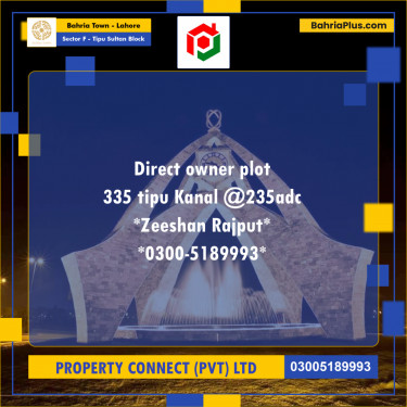 Residential Plot for Sale in Sector F - Tipu Sultan Block -  Bahria Town, Lahore - (BP-298552)
