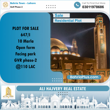 10 Marla Residential Plot for Sale in Golf Phase 2 -  Bahria Town, Lahore - (BP-298603)