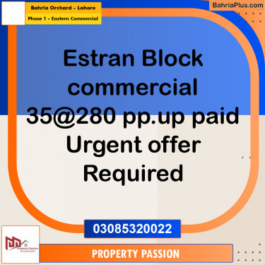 4 Marla Commercial Plot for Sale in Phase 1 - Eastern Commercial -  Bahria Orchard, Lahore - (BP-298605)