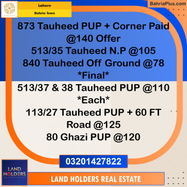 Residential Plot for Sale in Bahria Town, Lahore - (BP-298650)