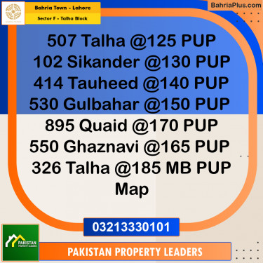 10 Marla Residential Plot for Sale in Sector F - Talha Block -  Bahria Town, Lahore - (BP-298670)
