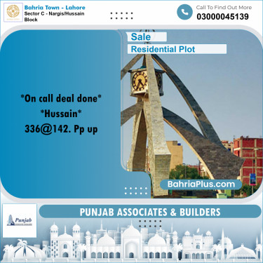 10 Marla Residential Plot for Sale in Sector C - Nargis/Hussain Block -  Bahria Town, Lahore - (BP-298712)