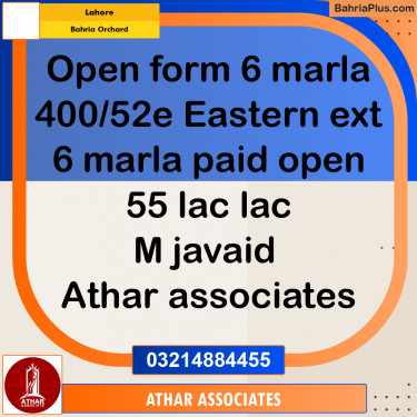 6 Marla Residential Plot for Sale in Bahria Orchard, Lahore - (BP-298774)