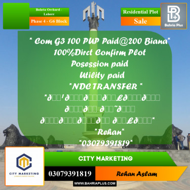 Residential Plot for Sale in Phase 4 - G6 Block -  Bahria Orchard, Lahore - (BP-298783)