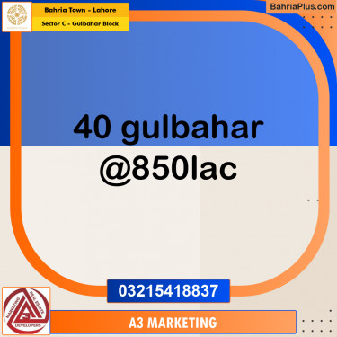 2 Kanal Residential Plot for Sale in Sector C - Gulbahar Block -  Bahria Town, Lahore - (BP-298804)