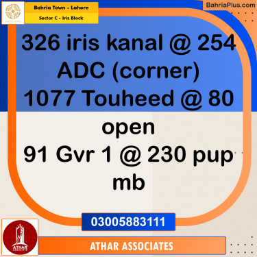 20 Marla Residential Plot for Sale in Sector C - Iris Block -  Bahria Town, Lahore - (BP-298876)