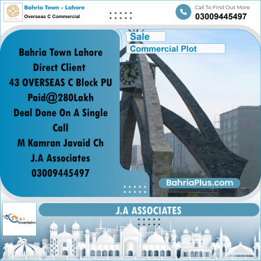 5 Marla Commercial Plot for Sale in Overseas C Commercial -  Bahria Town, Lahore - (BP-298996)