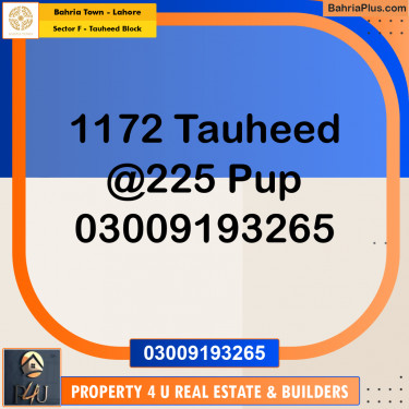 1 Kanal Residential Plot for Sale in Sector F - Tauheed Block -  Bahria Town, Lahore - (BP-298998)