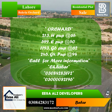 Residential Plot for Sale in Bahria Orchard, Lahore - (BP-299047)