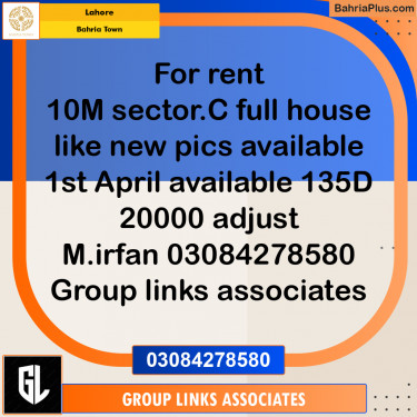 Residential House for Rent in Bahria Town, Lahore - (BP-299186)