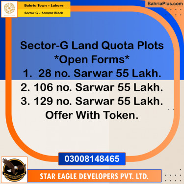 5 Marla Residential Plot for Sale in Sector G - Sarwar Block -  Bahria Town, Lahore - (BP-299193)