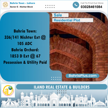 Residential Plot for Sale in Sector E - Nishtar Block -  Bahria Town, Lahore - (BP-299234)